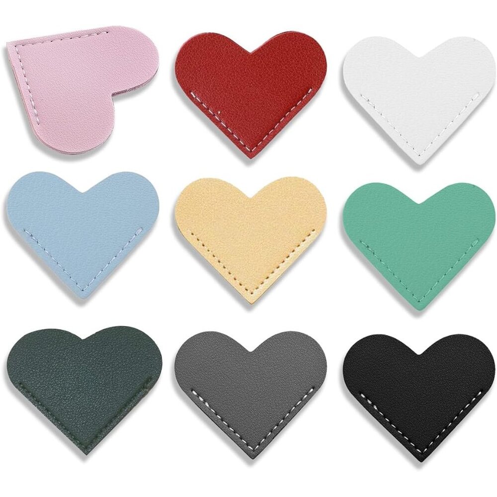9 PCS Leather Bookmarks for Women with Heart Shape, Cute Corner Bookmark, Book A - Picture 1 of 7